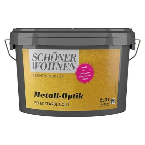 SCHÖNER WOHNEN Farbe Trendstruktur Effektfarbe Metalloptik Gold 2 5