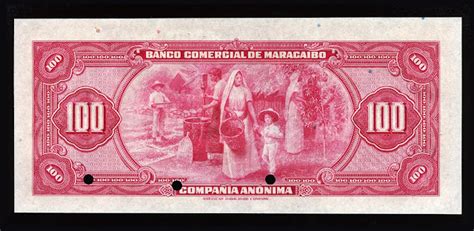 Venezuela 100 Bolivares banknote 1929 Banco Comercial de Maracaibo ...