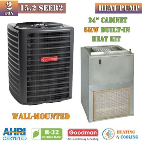 R32 Goodman 2 Ton Heat Pump Air Handler System 15 2 Seer2 Glzs4ba2410