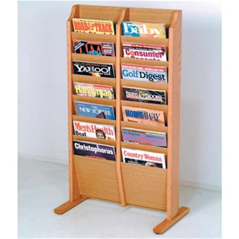 Wooden Mallet Mr14 Fslo Cascade Free Standing 14 Pocket Magazine Rack