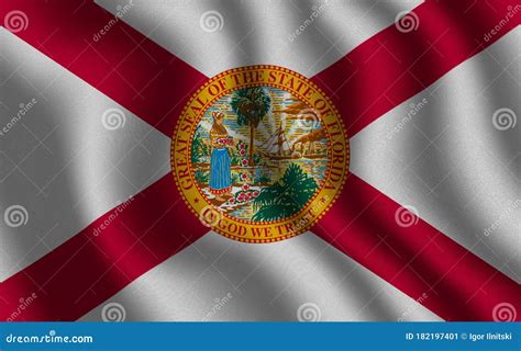 Image Of The Waving Flag American State Florida 3d Rendering Stock