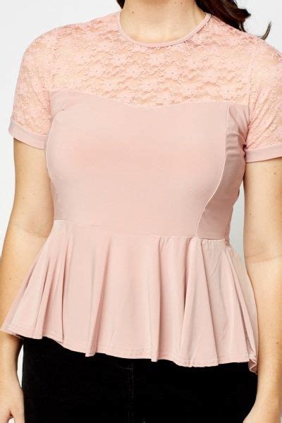 Lace Insert Peplum Top Everything5Pounds Peplum Top Tops Lace Insert