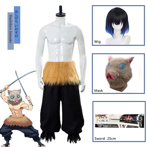 Demon Slayer Hashibira Inosuke Mask Cosplay Kimetsu No Yaiba Further Feather Latex Mask Party ...