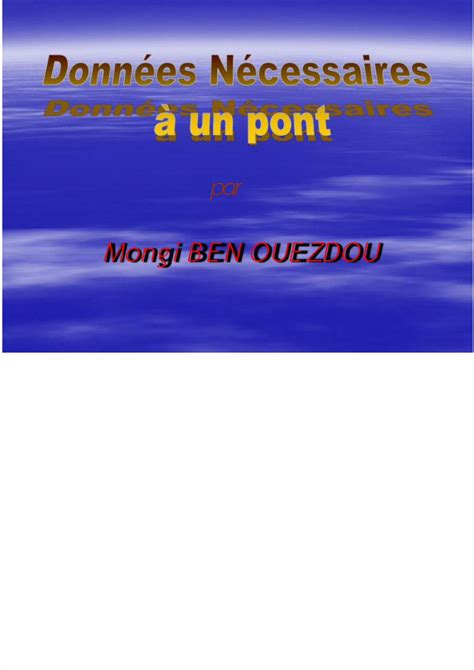 Pdf Donn Es N Cessaires Pour Un Pont Dokumen Tips