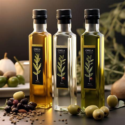 Premium AI Image Three Bottles Of Olive Oil And Olive Oil Sit On A Table