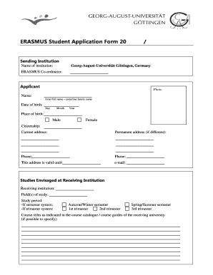 Application Form Erasmus Fill Online Printable Fillable Blank