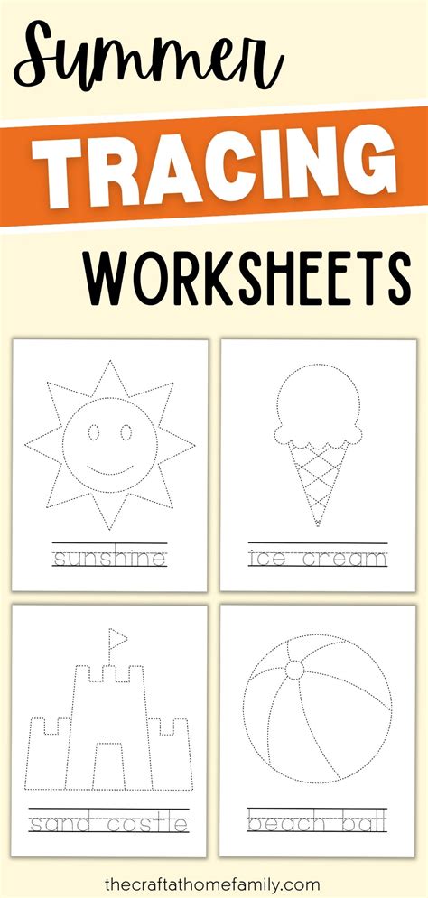 Summer Tracing Worksheets