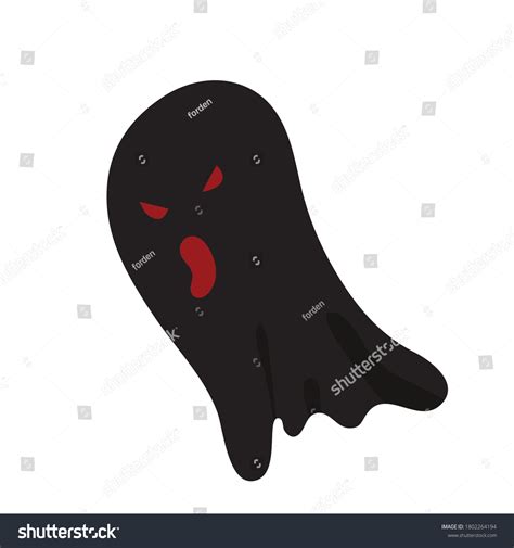 Scary Black Ghost Red Eyes Cartoon Stock Vector Royalty Free