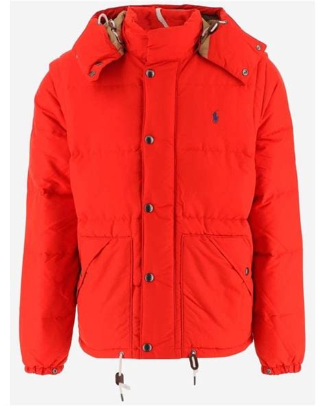 Polo Ralph Lauren Synthetic Water Repellent Down Jacket In Red For Men