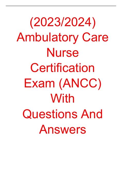 Ambulatory Care Nurse Certification Exam Ancc With