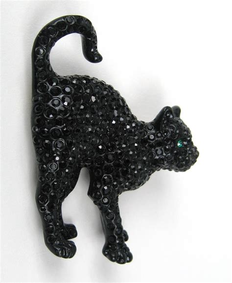 Swarovski Crystal Glitz Black Cat Brooch Pin New Never Worn For Sale At