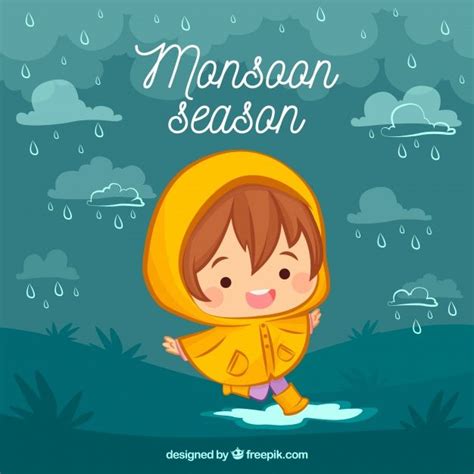 premium vector monsoon season background  cute kid wallpaper