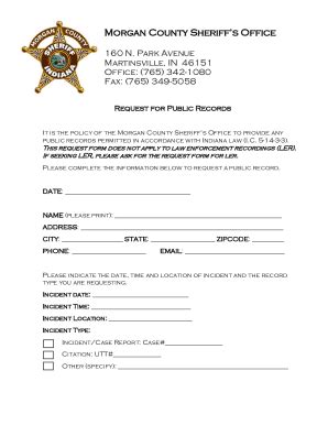 Fillable Online Morgan County Sheriffs Office Fax Email Print PdfFiller