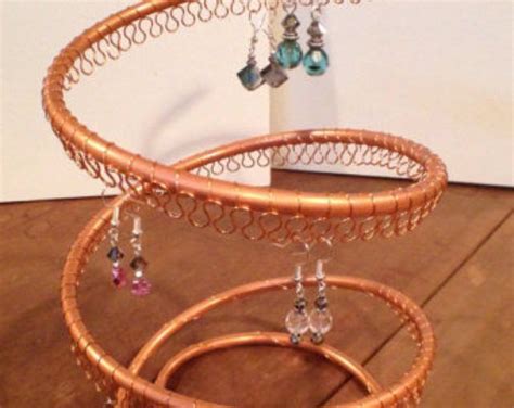 Spiral Copper Earring Tree Holder Organizer Holds Approx Pairs