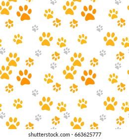 Vector Seamless Pattern Cat Footprints Can Stock Vector Royalty Free