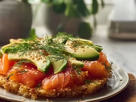 crispy rice cracker  salmon  avocado