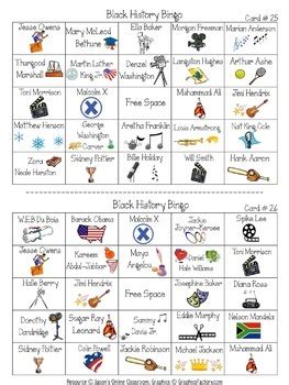 Black History Month Bingo Game Cards By Jason S Online Classroom