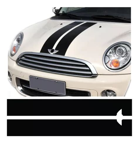 Kit Adesivo Emblema Faixas Capo Mini Cooper Fa