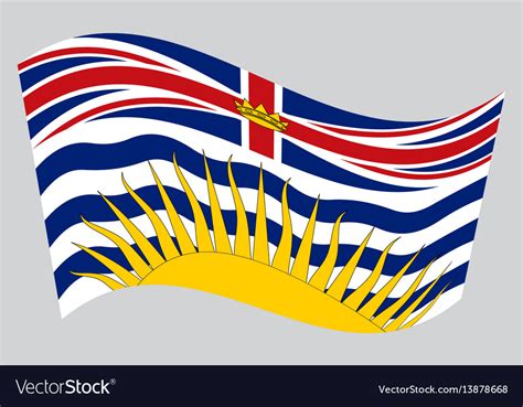 Flag of british columbia waving on gray background