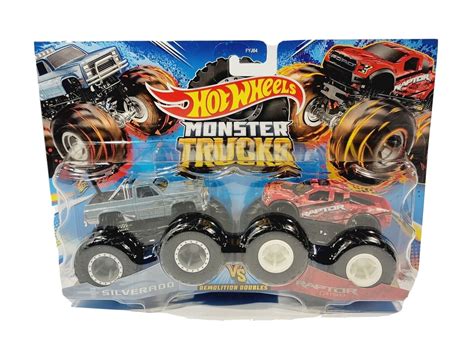 Hot Wheels Monster Trucks Demolition Doubles Chevy Silverado vs Ford ...