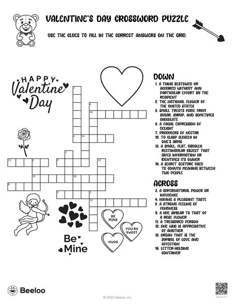 Valentine S Day Crossword Puzzle Beeloo Printable Crafts And