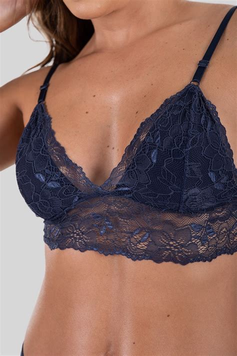 Conjunto Lingerie Manu Azul Marinho Ref P04 6 B Kaisan