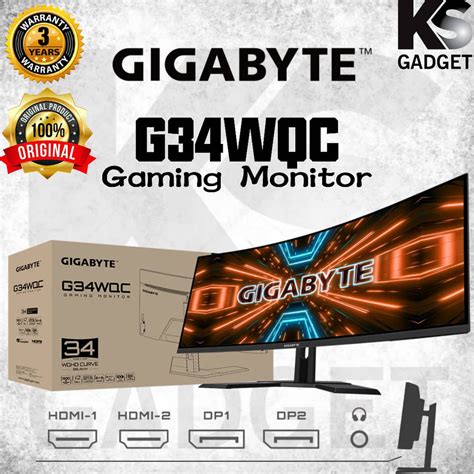 Gigabyte G34wqc 34 Wqhd 144hz 1ms 8bit Freesync Premium Curve Gaming