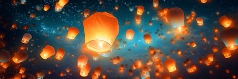 Premium AI Image | Flying paper lanterns in night sky