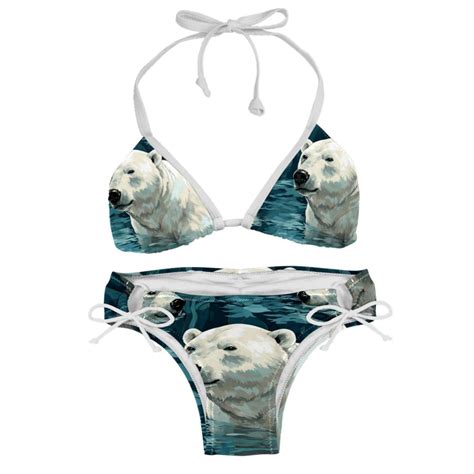 Polar Bear Detachable Sponge Adjustable Strap Bikini Set Two Pack