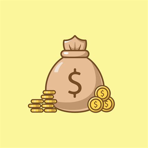 Simple Cartoon Illustration Of A Bag Filled With Gold Coins Business