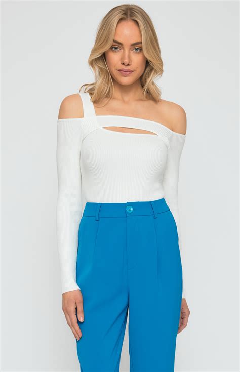 Asymmetric Neckline Knit Top Wkn336 Style State