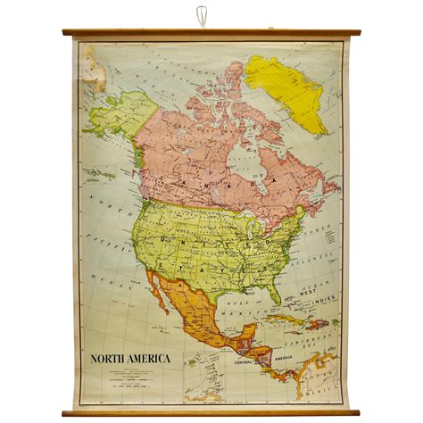 Large University Chart Political Map Of North America By Bacon For