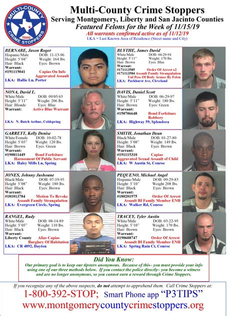 Crime Stoppers Releases This Weeks Featured Felons List Bluebonnet News