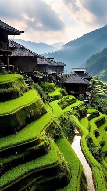 Premium AI Image | rice terraces on the mountain