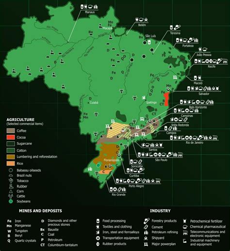 Brazil natural resources map - Map of Brazil natural ressources (South ...