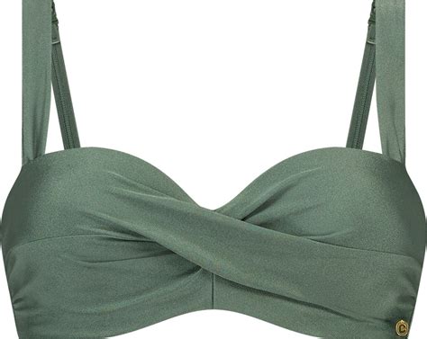 Ten Cate Beach Twisted Bikini Top Green Sparkle Voor Dames Maat 38xF