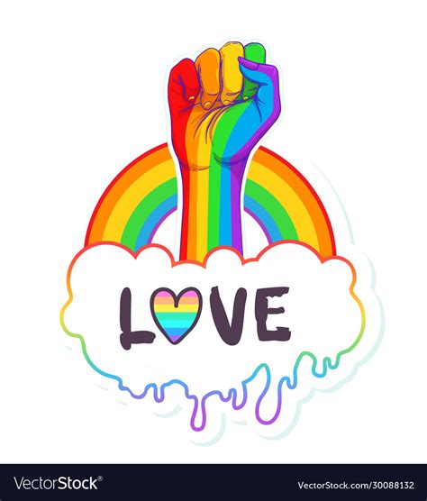 Rainbow Colored Hand With A Fist Raised Up Gay Vector Image