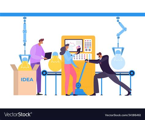 Factory business idea technology cartoon people Vector Image