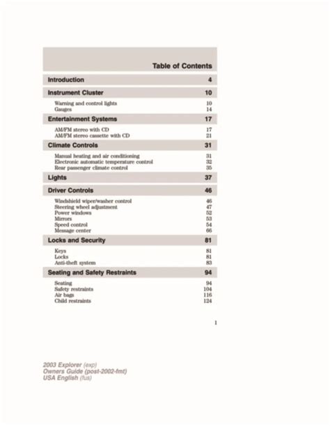 2003 Ford Explorer Owners Manual Free Pdf