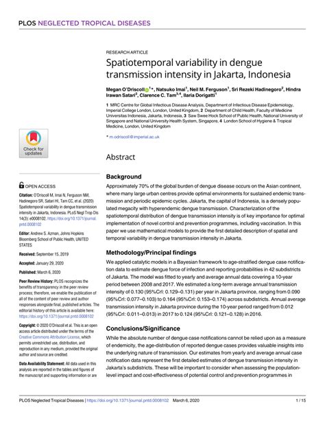 PDF Spatiotemporal Variability In Dengue Transmission Intensity In