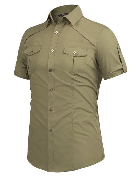 Mens Army Green Button Down Shirt Bet C