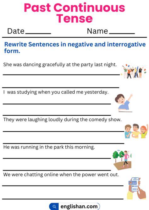 Past Continuous Tense Worksheets • Englishan