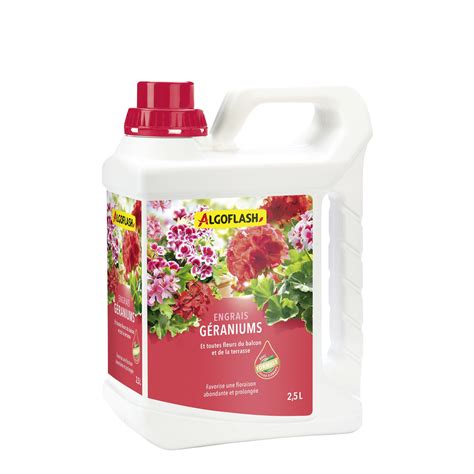 Engrais Géraniums et toutes fleurs de balcon 2 5l ALGOFLASH le bidon