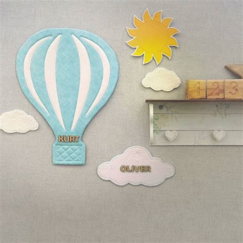 Fabric Hot Air Balloon Nursery Decor Baby Blue By Creativeblonde Gifts