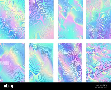 Set Of Unicorn Holographic Light Zebra Patterns Textures Iridescent