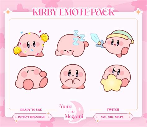 Kirby Emote Pack Discord Twitch Cute Kawaii Pink Shiny Sub