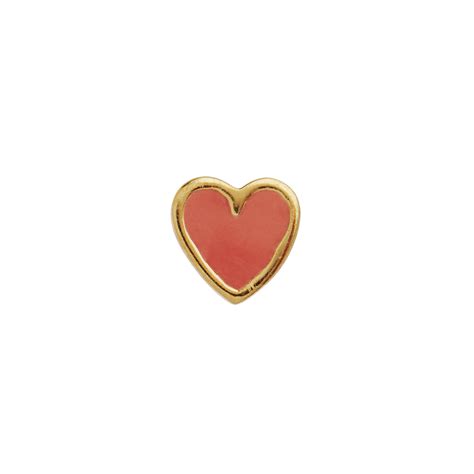 Shop Petit Love Heart Coral Earstick In Goldplated Silver Sterling 925