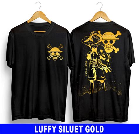 Tshirt Baju Kaos Anime Onepiece Luffy Siluet Gold Kaos Kekinian Kao