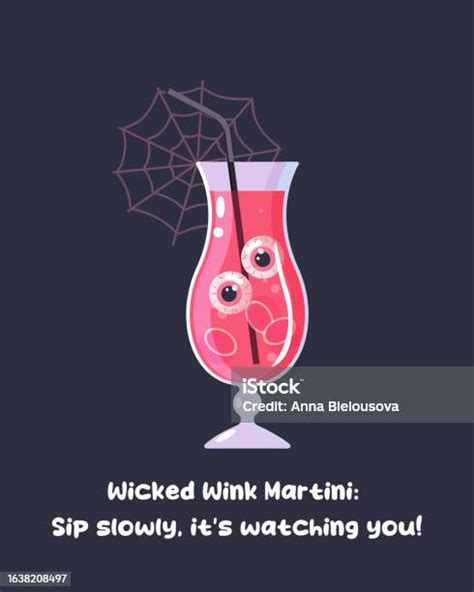 Pink Halloween Poster Cocktail Girl Caption Lettering Funny Caption Stock Illustration