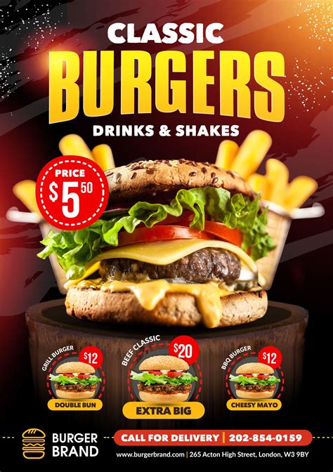 Restaurant Flyer Template Design Burger Flyer Menu Food Poster